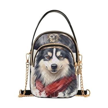 Imagem de Bolsa tiracolo feminina Ladybug Animals Parrten, bolsa tiracolo feminina, bolsa tiracolo estilosa para viagens, Husky With a Pirate Hat-5, One Size