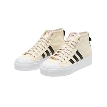 Imagem de adidas Originals T nis feminino Nizza Platform Mid, Branco maravilhoso/preto, 8.5