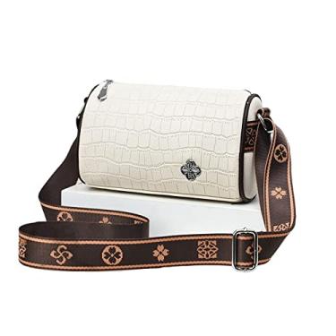 Imagem de NICOLE & DORIS Bolsa feminina transversal moderna, mini bolsa de ombro resistente à água, bolsas de couro PU para celular, Branco, Large