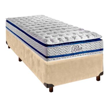 Imagem de Cama Box Perola Solteiro + Colchão Molas Ensacadas Blue Paropas