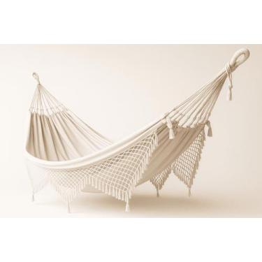 Imagem de Rede De Descanso Casal Tecido De Algodão Premium - Sem marca, Cru