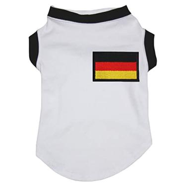 Imagem de Petitebella Camisa de cachorro com bandeira da Alemanha (bainha branca/preta, GG)