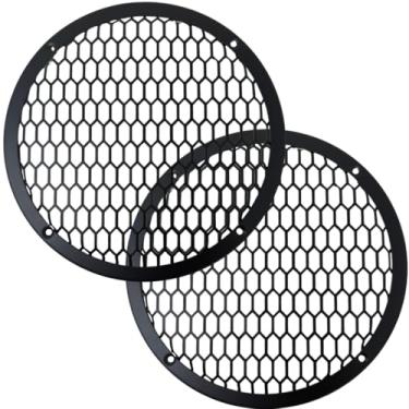 Imagem de BassRockers Capa de metal para churrasqueira de alto-falante de 20,3 cm, resistente, tela hexagonal protetora, alto-falantes/subwoofers de áudio de carro de 20 cm, ajuste universal, preto fosco
