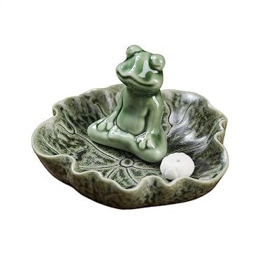 Imagem de porta-vara de incenso Criativo cerâmica zen sapo meditação queimador de incenso desktop decoração suporte ornamentos
