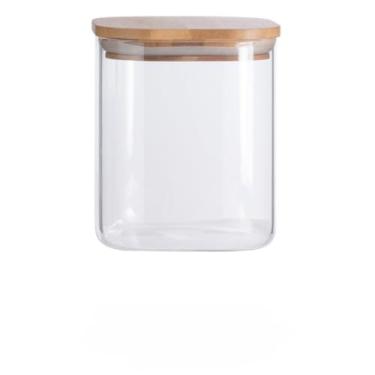 Imagem de Pote Hermético Quadrado de Plástico para Armazenamento de Alimentos Grãos Cereais Bolachas Multiuso (1 POTE (800ML))