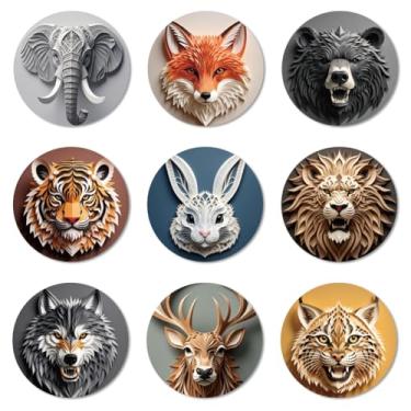 Imagem de ANATTASOUL Conjunto de 9 porta-copos de animais 3D coloridos de madeira para presente de inauguração de casa nova para casa nova, proteção de mesa de centro decorativa de 9,9 cm para decoração de bar