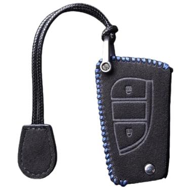 Imagem de Capa feita à mão para chave de carro compatível com Toyota Hilux /Corolla/Prado/Fortuner/RAV4/CHR/Auris/Avensis/Verso/Yaris/Aygo/Scion/TC/IM/Camry 2015 2016(YY-FMP-039-2-BLUE)