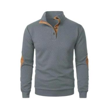 Imagem de Camisas Polo Masculinas De Manga Longa Com Botão E Gola Henley Leves C