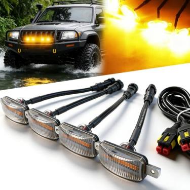 Imagem de Luz de grade dianteira do carro, luz âmbar de circulação diurna, luz de aviso decorativa para Ford, Toyota, Raptor, Jeep, veículos off-road, caminhonete, SUV, caminhonete, modificação da luz do carro