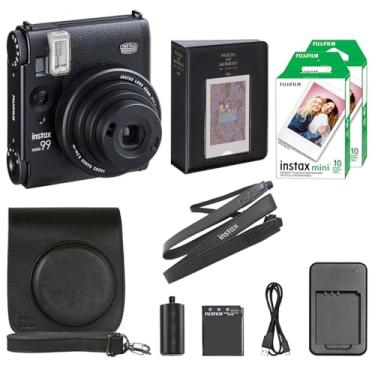Imagem de Fujifilm Câmera instantânea Instax Mini 99 com estojo de transporte + filme Fuji Instax Pacote econômico (20 folhas) Pacote de acessórios (preto)