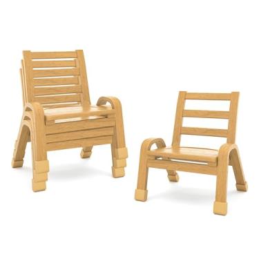 Imagem de Angeles Cadeira de 23 cm NaturalWood Collection, pacote com 4, cadeiras infantis ergonômicas empilháveis para salas de aula e escolas domésticas, assentos flexíveis para sala de aula