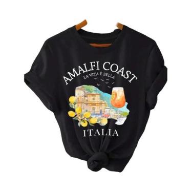 Imagem de Camiseta Amalfi Coast Lemon Itália Harajuku, Estilo Y2K, Top Praia, Ro