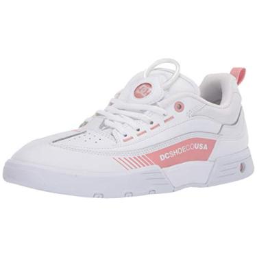 Imagem de DC Legacy 98 Slim Tênis de skate feminino, Branco/Rosa, 7