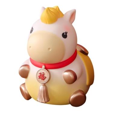 Imagem de Bothyi Estátua de Cavalo Ornamental de Mesa, Cofrinho em Forma de Porquinho, Escultura de Animal para Mesa, Lareira, Prateleira, Presente de Ano, Amarelo Pequeno