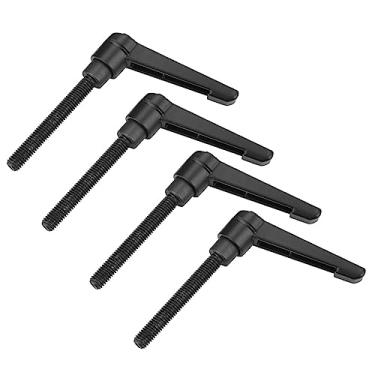 Imagem de Maçanetas de máquina de aço inoxidável Alça de fixação ajustável M5 Rosca macho Alças de metal duráveis ​​para máquinas de embalagem Equipamentos de marcenaria Preto 4 PCS (Comprimento do parafuso