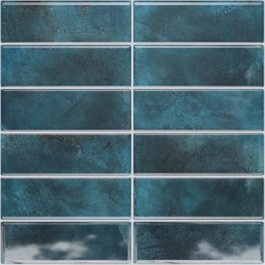 Imagem de VaryPaper 20 folhas de azulejo de metrô azul para parede de cozinha, impermeável, adesivo na parte de trás, azulejo de vinil, autoadesivo, adequado para locatário, azulejos adesivos para paredes