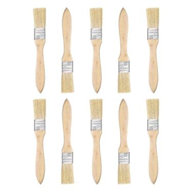 Imagem de HARFINGTON 10 pincéis de pintura de cerdas planas de 2,5 cm com cabo de madeira para pintura de arte faça você mesmo, móveis, gabinete, cercas, deck, parede, porta, branco, 10 peças