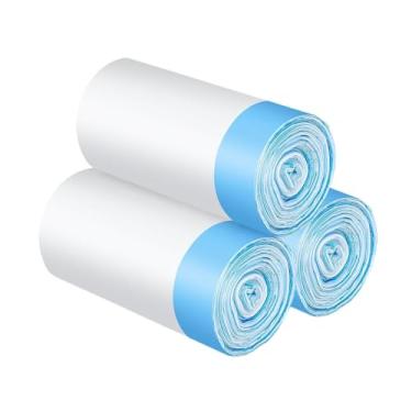 Imagem de WeiLaiKeQi 60 Sacos para Areia de Gato, Sacos para Dejetos Portáteis, Mais Grossos, com Cordão, Ideais para Correr, Caminhar, Apartamento e Uso Externo, Cordão Azul