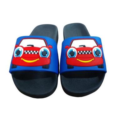 Imagem de Chinelo Slider Infantil Masculino Leve CarroMenino - RSKDIS, Vermelho,