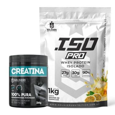 Imagem de Kit: Whey Protein Isolado ISO PRO 1kg + Creatina Monohidratada 300g - Soldiers Nutrition-Unissex