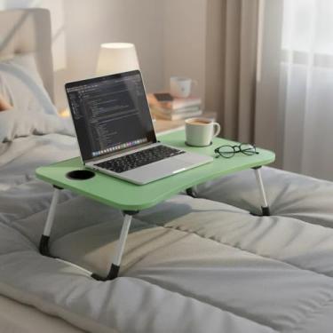 Imagem de Mesa Para Notebook Portátil Articulada Mdf Suporte Para Laptop Dobrável Home Office Cama Porta mesa de cama(Verde)