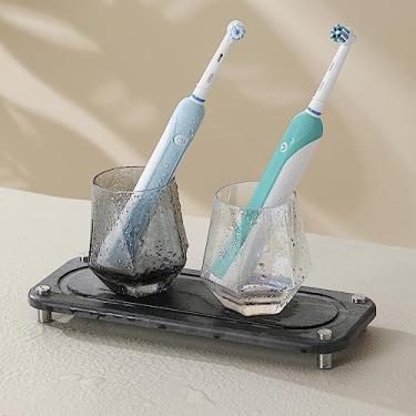 Imagem de tdcokhe Organizador de pia de banheiro de secagem instantânea, bandeja de pia de pedra de diatomácea de secagem rápida, prato para suporte de esponja de sabão, copo de escova de dentes, pés de aço