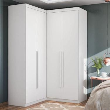 Imagem de Guarda-Roupa de Canto 4 Portas 4 Gavetas Tuim Yescasa Branco Fosco Liso Yescasa
