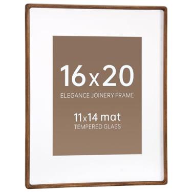 Imagem de CULER Moldura para fotos de 40,6 x 50,8 cm, exiba imagens 28 x 35 com tapete ou 40 x 50 sem, moldura rústica de madeira de fazenda com vidro verdadeiro, molduras para galeria de parede