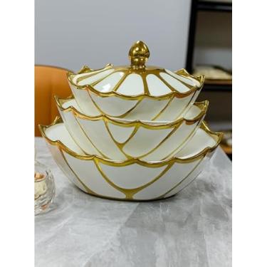 Imagem de Conjunto de 3 potes de cerâmica com tampas | Tamanhos pequeno, médio e grande | Pode ir ao micro-ondas, forno, freezer e lava-louças | Panelas de sopa de cerâmica para cozinhar, reaquecer e armazenar