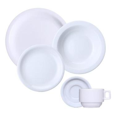 Imagem de Jogo Jantar Chá Porcelana Branca 30 Peças Resistente 6 Pessoas - Porce