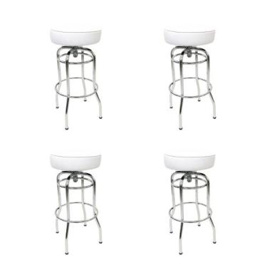 Imagem de Kit 4 Unidades Banqueta Altura 65cm Bar Giratória Cromada assento bran