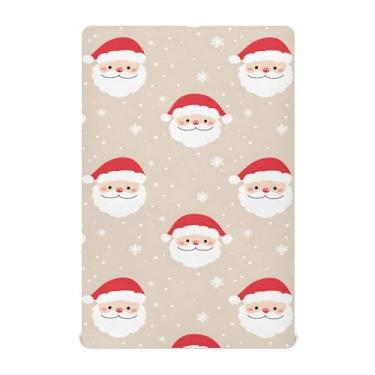 Imagem de Wassud Jogo de lençol fofo com rosto de Papai Noel para berço respirável para meninos e meninas, lençol com elástico neutro 71 x 132 cm