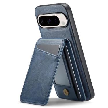 Imagem de Generisch Capa de couro para Google Pixel 9 Pro XL / 9 Pro / 9, capa com suporte para cartão de sucção magnético, compatível com carregamento sem fio, capa de telefone removível (azul, 9 Pro GG)