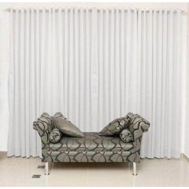 Imagem de Cortina Bicolor Rústica com Ilhóses Cromado 4 x 2,5  Admirare, Branca