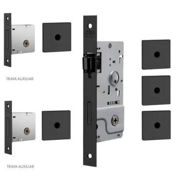 Imagem de Fechadura Kit Pivotante Porta Rolete 800 Chave Tetra Roseta Quadrada E