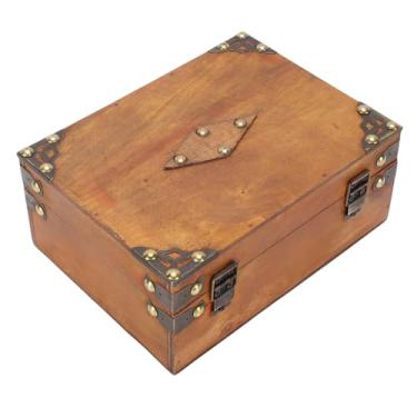 Imagem de AYNEFY Caixa de baú de Tesouro Baú de Tesouro de Madeira Com Fechadura Caixa de Joias de Madeira Antiga Armazenamento Caixas Decorativas Armazenamento de e Decorativa Decoração de Casa de de Joias