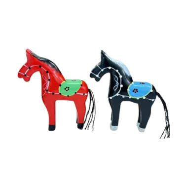 Imagem de Generic Estatueta de Cavalo de Madeira, Escultura Animal, Lembrança Leve e Rústica, Pequena Estátua de Cavalo para Estante, Quarto ou