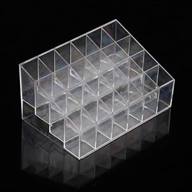 Imagem de Porta-batom organizador de 24 grades caixa de armazenamento de maquiagem transparente para esmalte de unhas, resistente para loja de cosméticos domésticos salão de unhas