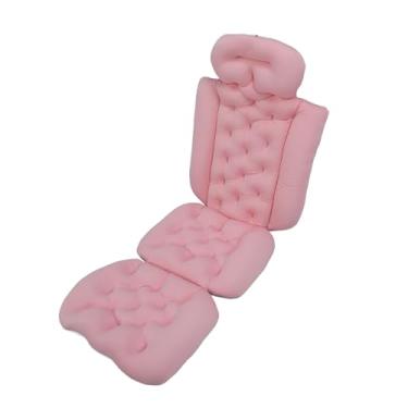 Imagem de Luocute Travesseiro de Banho de Corpo Inteiro, Travesseiro de Banheira de Spa para Adultos, Design Ergonômico, Suporte de Ombro para Cabeça e Pescoço, Malha de Ar, Removível Lavável, (Rosa)