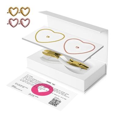 Imagem de HUGOMOVA Kit de pulseiras permanentes para casais – Conjunto de pulseiras Sterling Forever DIY com fecho de coração, presente ideal para Natal, aniversário, dia dos namorados e atividades noturnas