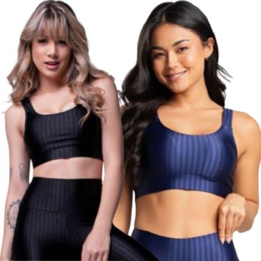 Imagem de KIT 2 Top de Academia New Zig 3D Serra e Mar Roupa de Treino Alta compressão Moda Fitnees Feminina-Feminino