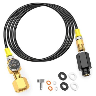Imagem de Adaptador de conector rápido de CO2 para máquina de refrigerante com mangueira, medidor e válvula de sangria, adaptador de tanque de CO2 para máquina de água com soda, conector CGA320 para TR21-4