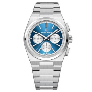 Imagem de Orizontime Pagani Design Relógio cronógrafo masculino, mostrador de 40 mm, aço inoxidável, 100 m, resistente à água, 3 cores, Azul, Casual