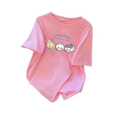 Imagem de Camiseta Feminina De Verão Estilosa E Confortável De Algodão Com Manga