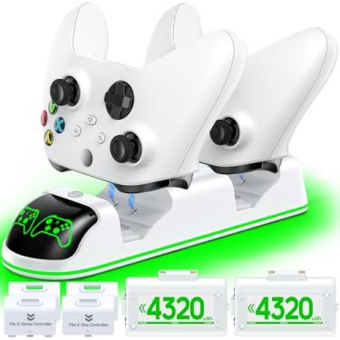 Imagem de Carregador de controlador compatível com Xbox Series X|S/Xbox One, estação de carregamento com 2 x 1300 mAh kit de bateria recarregável, base de carregamento dupla OIVO para Xbox One/One Elite/Series X|S
