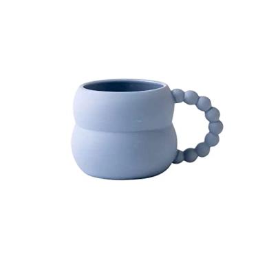 Imagem de Xícara de café de cerâmica moderna de 250 ml, design criativo, design de alça para uso doméstico, copo de água, chávena de chá (azul)