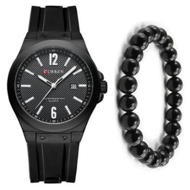 Imagem de Relógio Curren Casual Masculino + Pulseira Hematita Preta-Masculino