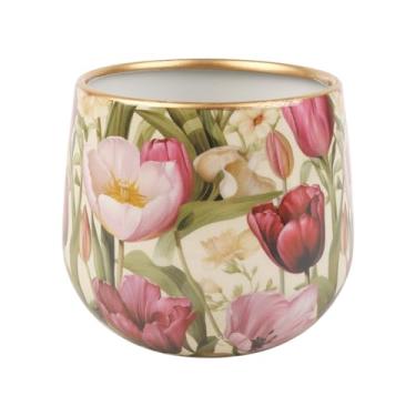 Imagem de PHILPETY Vaso de flores chique, elegante, design elegante, lata de leite, acabamento galvanizado, vaso de metal, rústico, primitivo, suporte de flores decorativo para jardim e escritório (pequeno)