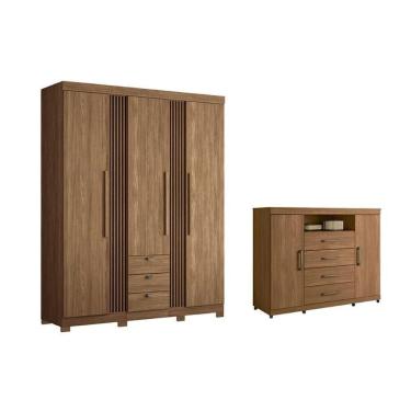 Imagem de Guarda Roupa 2 Peças (1guardaroupa+1cômoda) Qc252 Jatobá - Santos Andirá