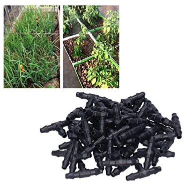 Imagem de Conector em T de 100 peças, conector de mangueira de vácuo de 3 vias de fácil instalação ABS para sistemas de irrigação de jardim por gotejamento de micro irrigação por gotejamento